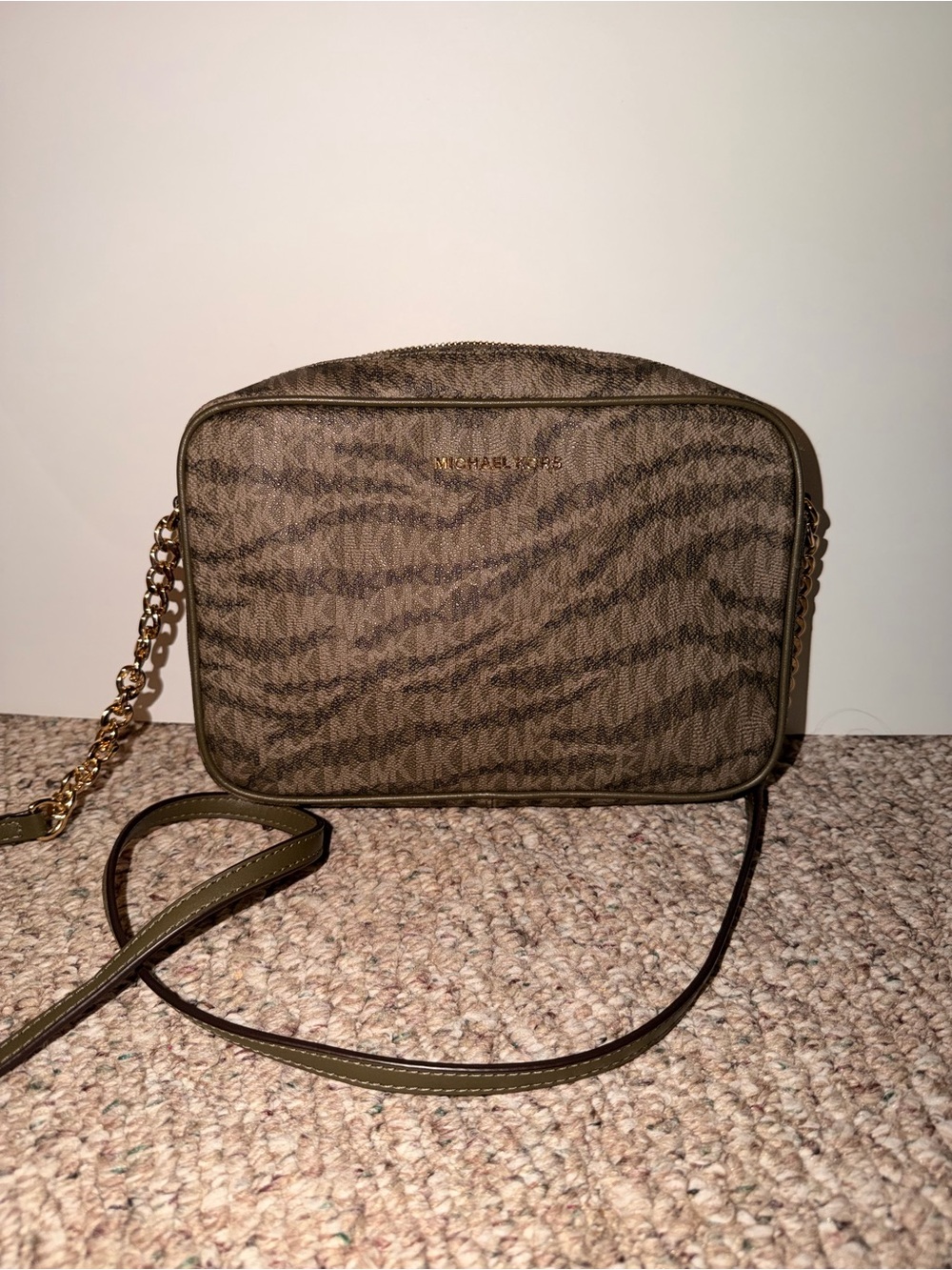 Michael Kors Olive Brown Signature Crossbody Bag